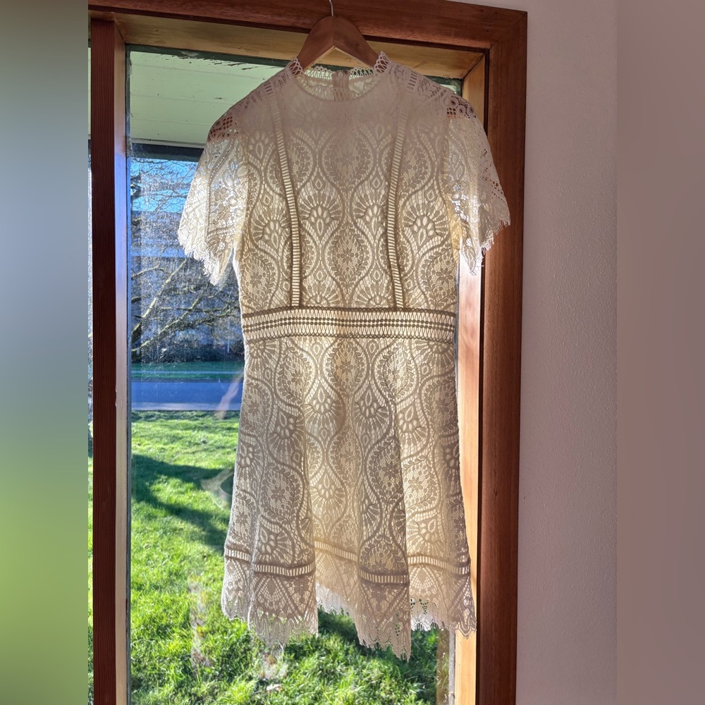 Chic Lace Mini Dress in Cream